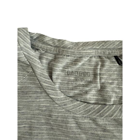 Toad & Co Light Grey Striped Short Sleeve Dress Fit Flare Cotton Pockets X-Small - Picture 5 of 5